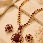 Royal Red Stone Necklace Set – Gold-Tone Bridal Jewellery