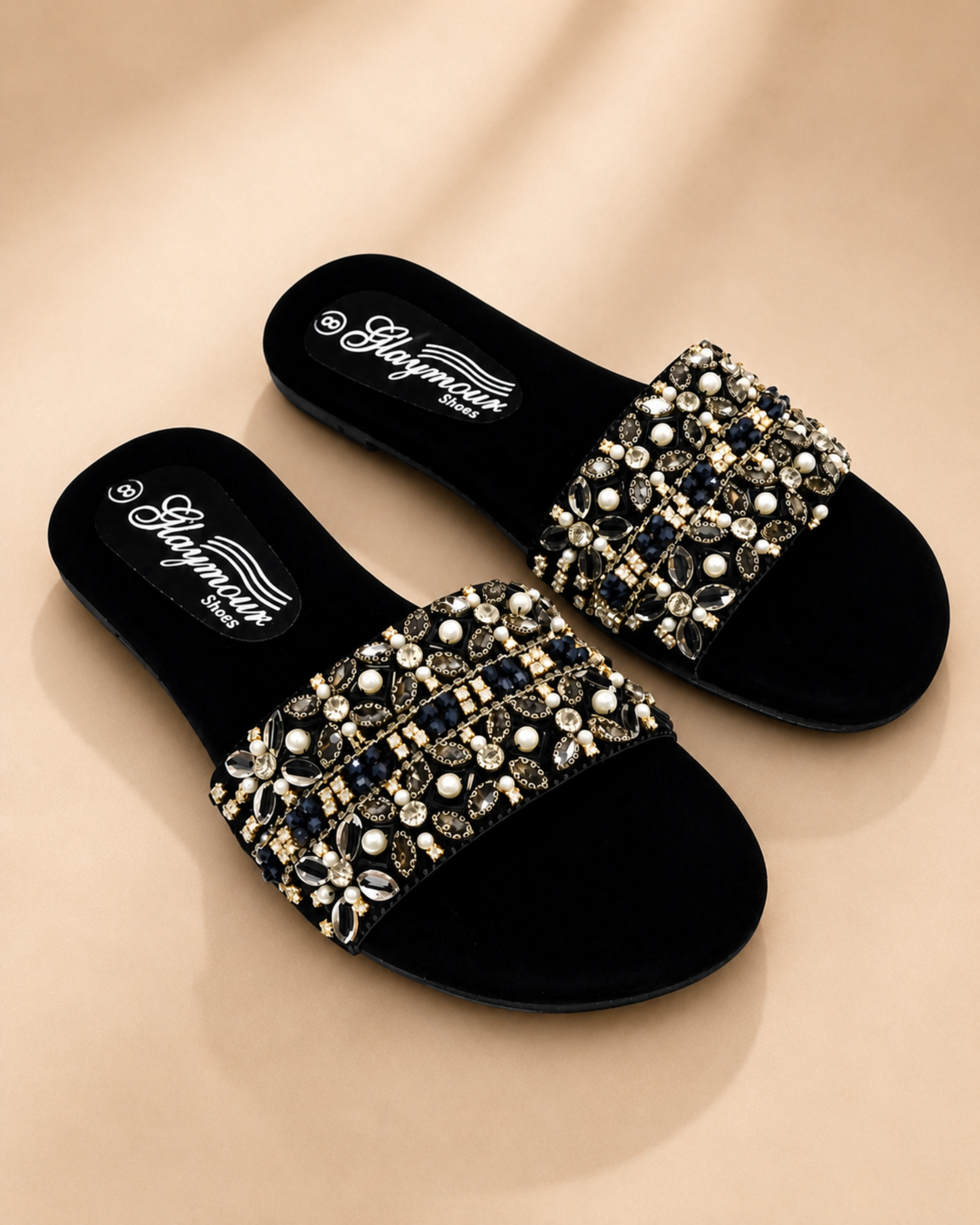 42 Ladies Fancy Chappal – Velvet Sequin Handwork - Image 1