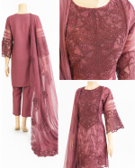 3-Piece Organza Embroidered Suit with Chiffon Dupatta - Image 6