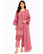 3-Piece Chiffon Embroidered Suit with Embroidered Dupatta - Image 2