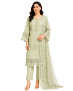 3-Piece Chiffon Embroidered Suit with Embroidered Dupatta - Image 5