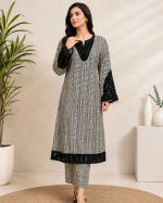 3-Piece Lawn Suit with Embroidered Daman & Airline Front - Image 2