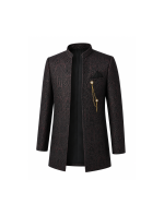Kids & Teens Embroidered Prince Coat – Black & Brown