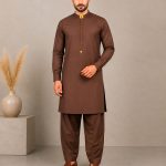 Men’s Cotton Stitched Shalwar Kameez – Brown