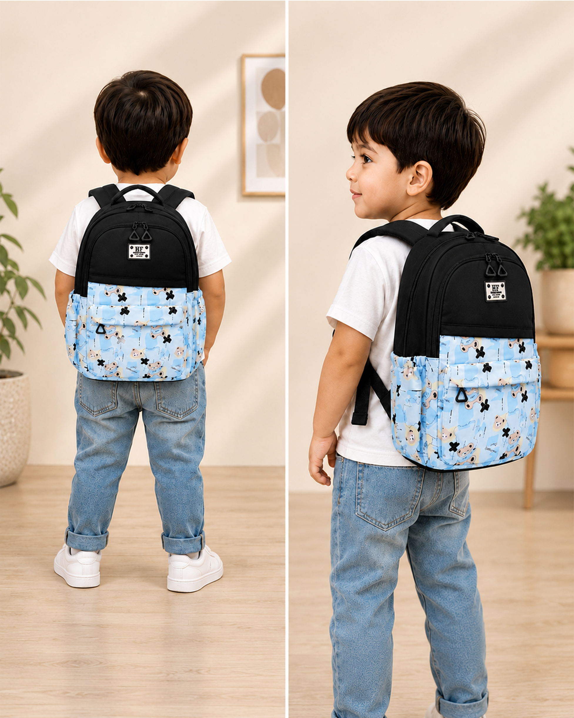 blue (1) Kids Printed School Backpack - Image 1