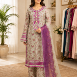 3-Piece Lawn Suit with Embroidered Neck, Sleeves & Daman
