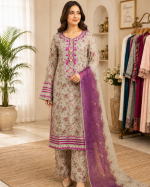 3-Piece Lawn Suit with Embroidered Neck, Sleeves & Daman