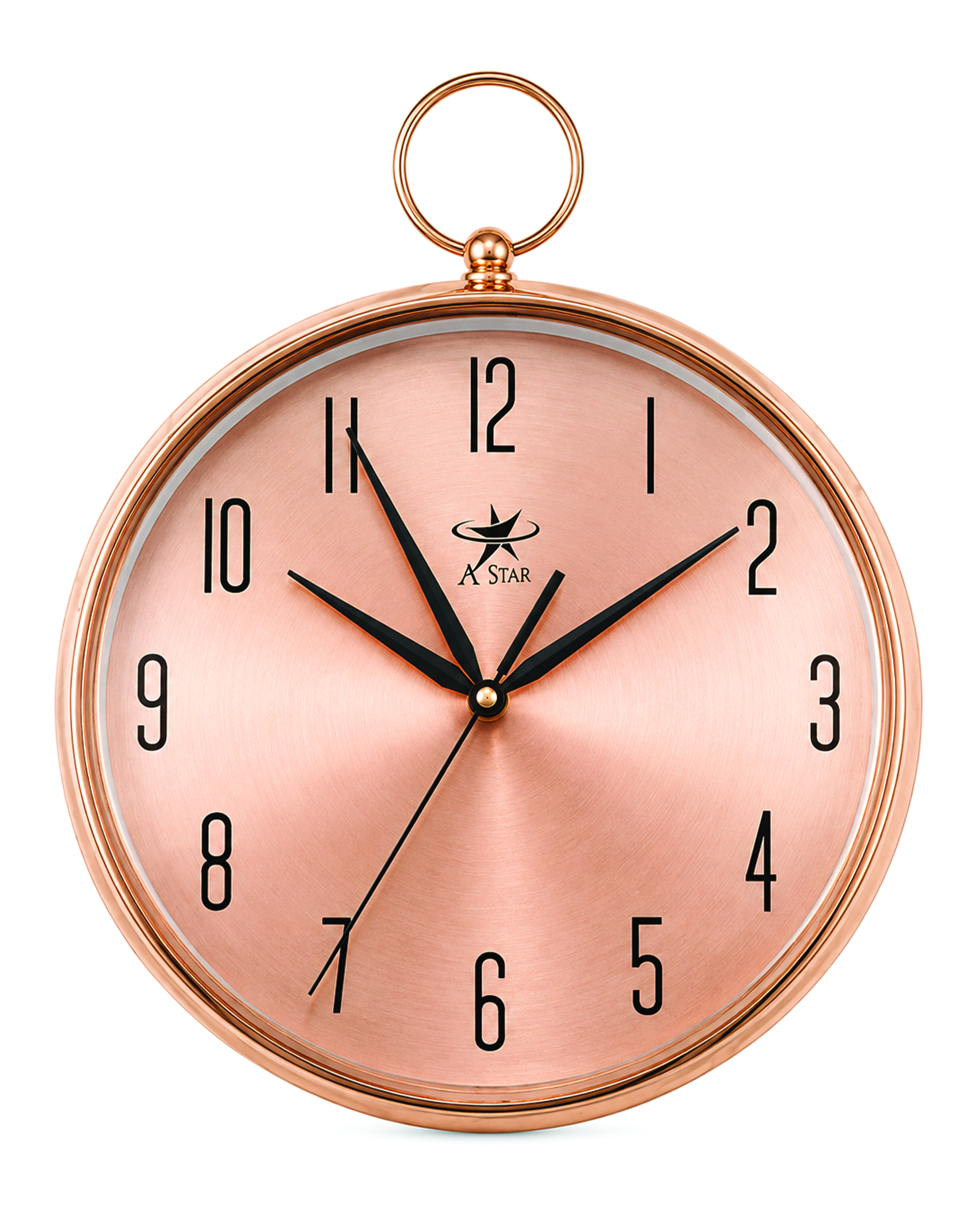 12 Front view A STAR Pocket Watch Style Rose Gold Minimalist Wall Clock (Arabic Numerals) - Image 1