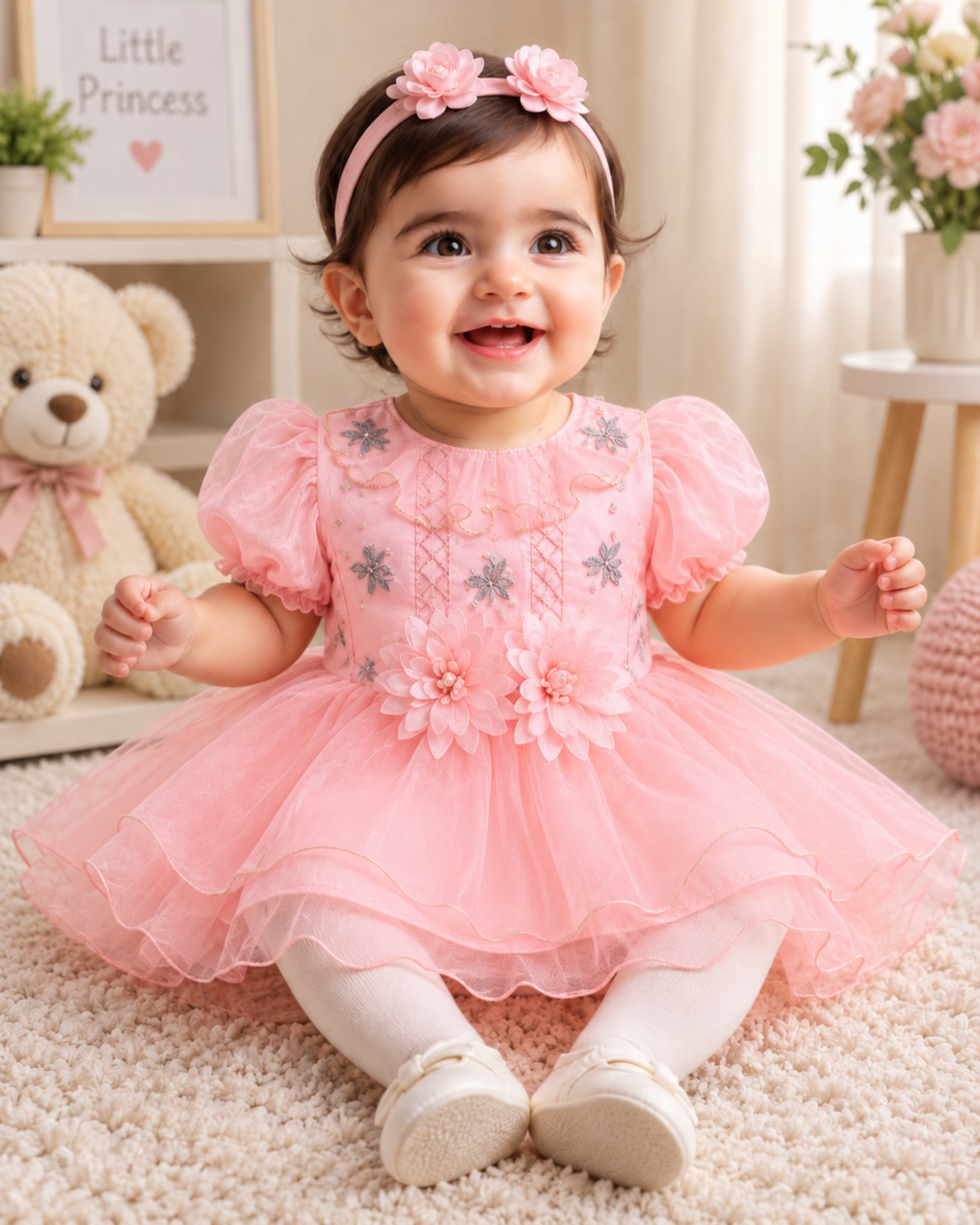 127 Baby Girls Embroidered Frock Set - Image 1
