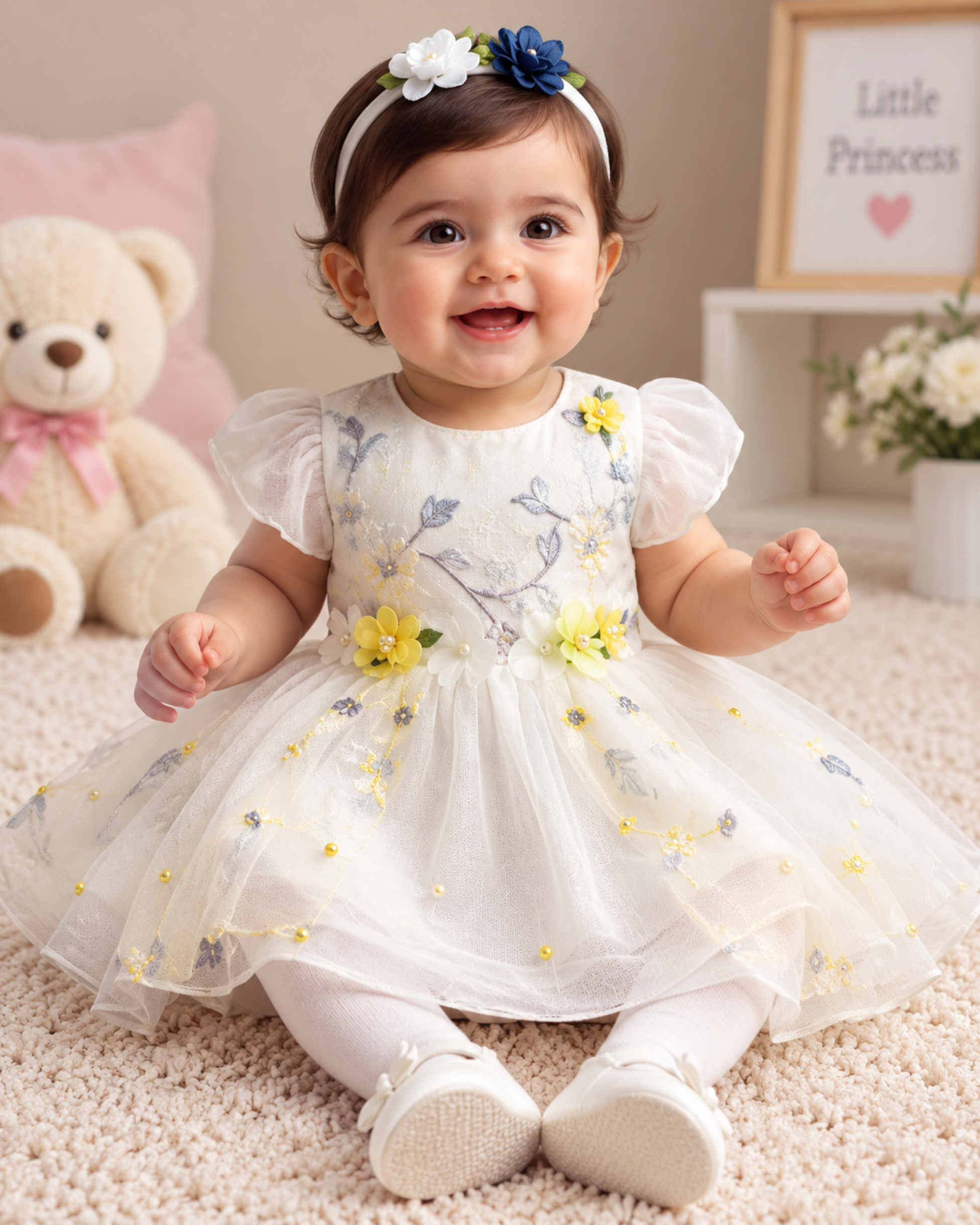 129 Baby Girls Embroidered Frock Set - Image 1