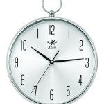A STAR Pocket Watch Style Silver Minimalist Wall Clock (Arabic Numerals)