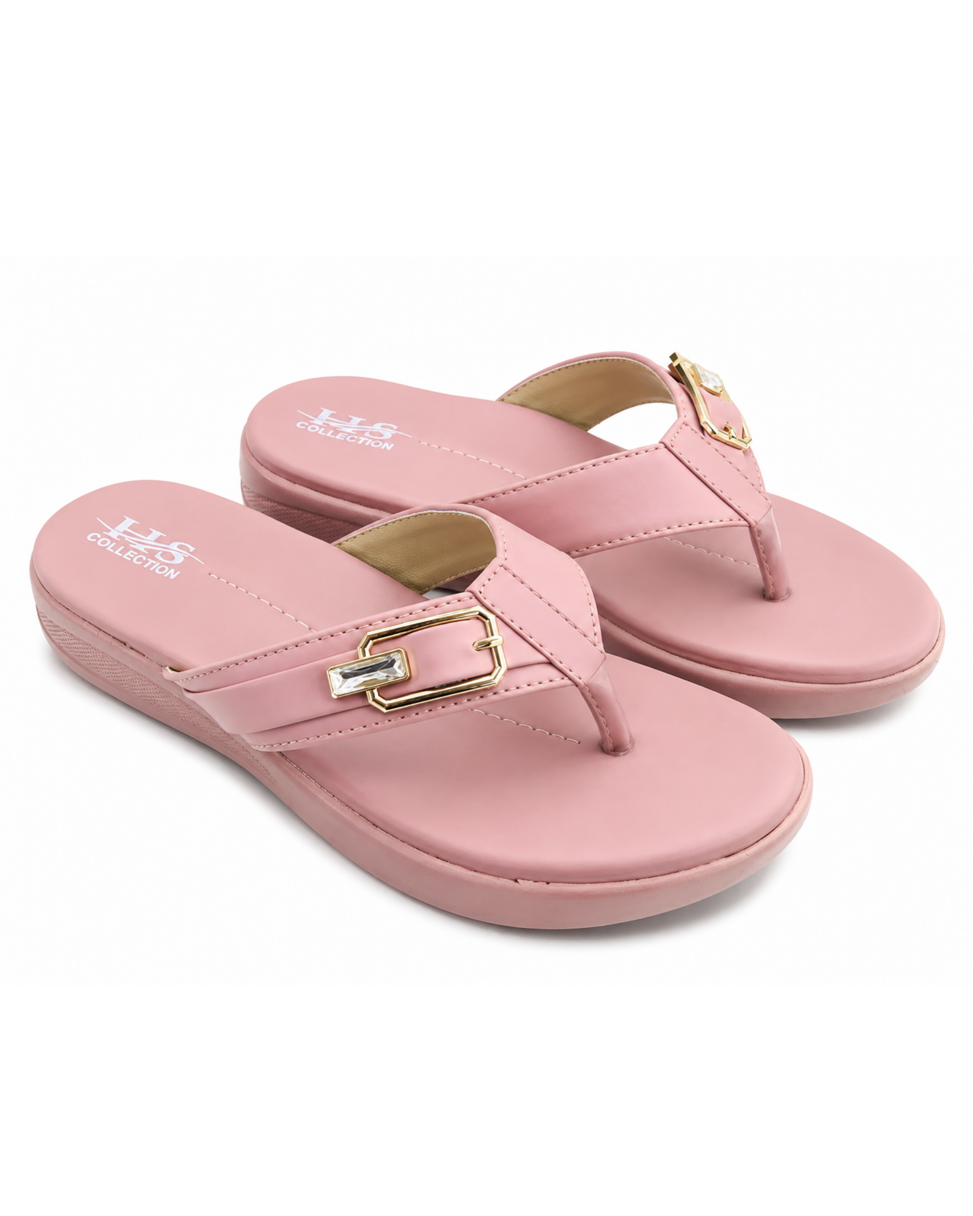 142 Embellished Pink Chappal Slippers - Image 1