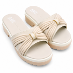 Pleated Bow Accent Platform Slides