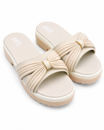 Pleated Bow Accent Platform Slides