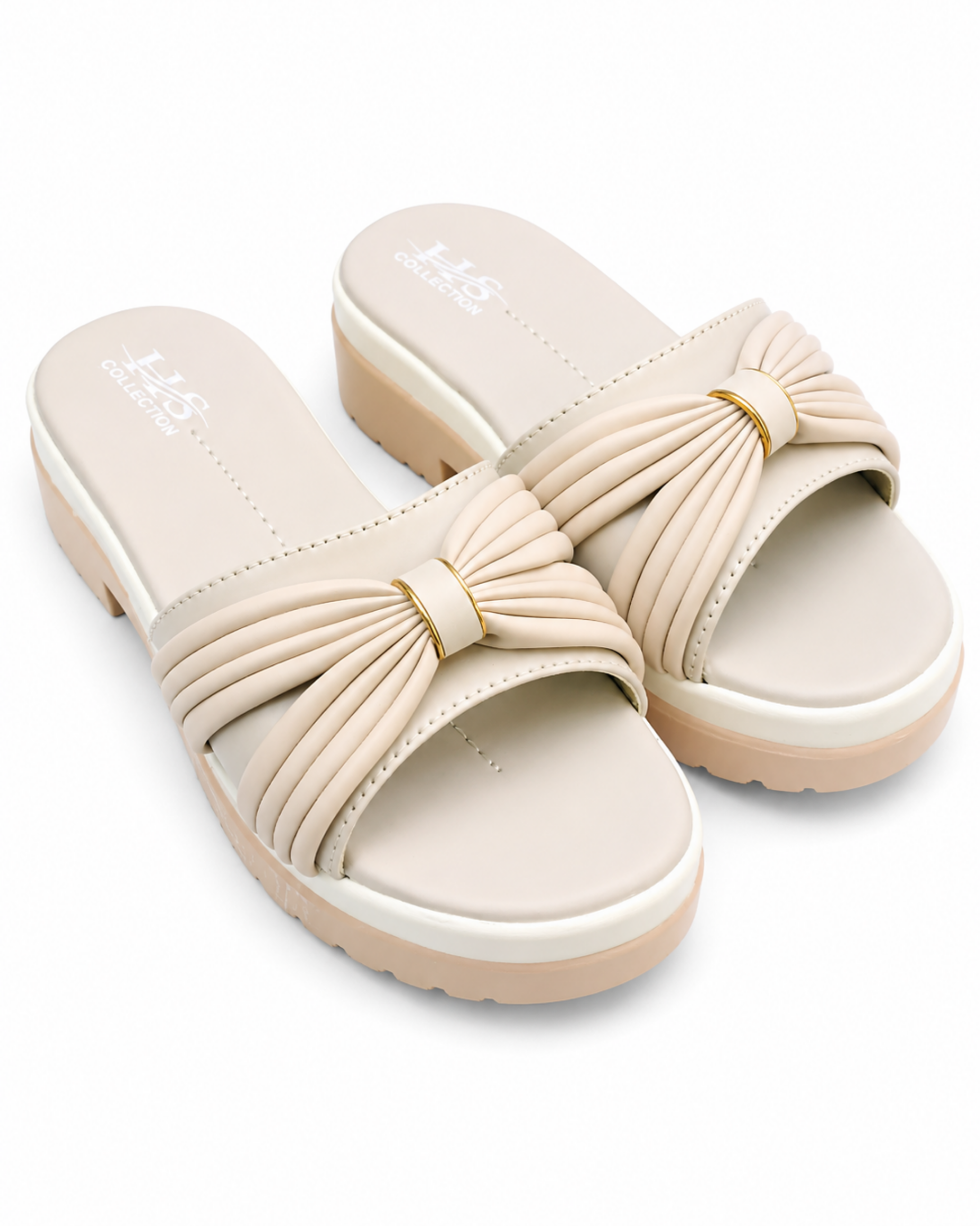 154 Pleated Bow Accent Platform Slides - Image 1
