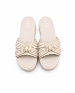 Pleated Bow Accent Platform Slides - Image 2