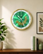 A STAR Modern Emerald Green & Gold Skeleton Moving Gear Wall Clock (Arabic Numerals) - Image 2