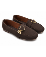 Heart Charm Faux Suede Flat Loafers - Image 5