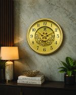 A STAR Vintage Modern Gold Skeleton Moving Gear Wall Clock (Arabic Numerals) - Image 2