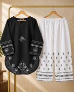 Petal 2-Piece Embroidered Cotton Co-ord Set (Gol Daman Top & Flapper) - Image 2