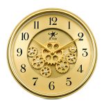 A STAR Vintage Modern Gold Skeleton Moving Gear Wall Clock (Arabic Numerals)