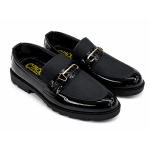 Patent & Matte Dual-Textured Bit Loafers