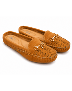 Laser-Cut Faux Suede Mules