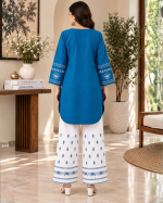 Petal 2-Piece Embroidered Cotton Co-ord Set (Gol Daman Top & Flapper) - Image 6
