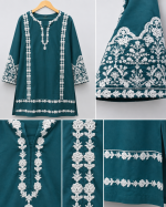 Aina 2-Piece Embroidered Stitched Cotton Suit (Shirt & Flapper) - Image 3