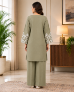 Aina 2-Piece Embroidered Stitched Cotton Suit (Shirt & Flapper) - Image 5