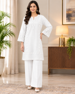 Aina 2-Piece Embroidered Stitched Cotton Suit (Shirt & Flapper) - Image 8