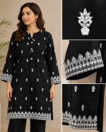 Amal Embroidered Cotton 2-Piece Suit (Booti Kurta & Flapper) - Image 3