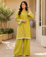 Amal Embroidered Cotton 2-Piece Suit (Booti Kurta & Flapper) - Image 4