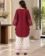 Petal 2-Piece Embroidered Cotton Co-ord Set (Gol Daman Top & Flapper) - Image 8