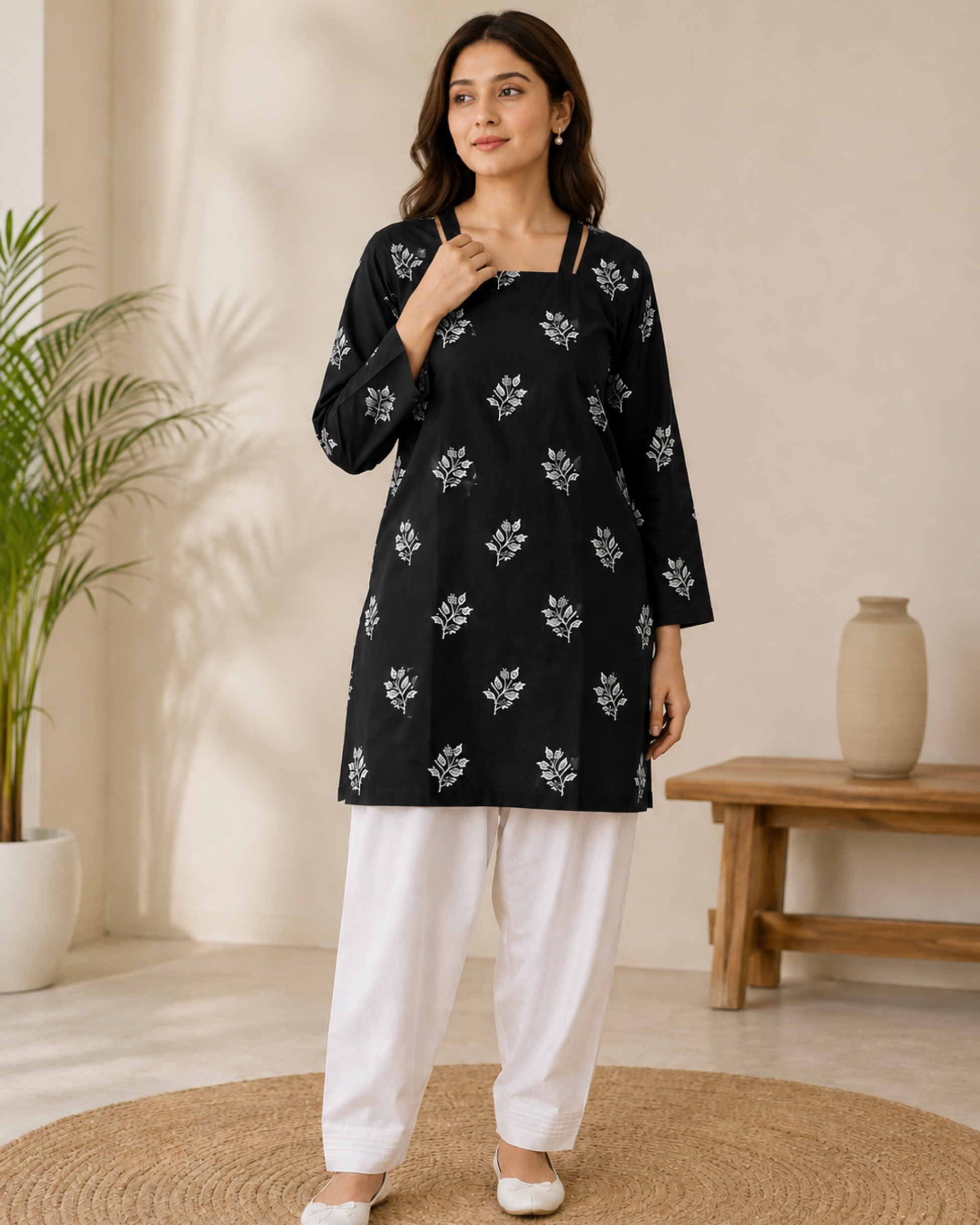 263 Hoor 2-Piece Embroidered Cotton Suit (Kurta & Farshi Shalwar) - Image 1