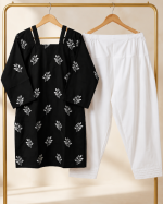 Hoor 2-Piece Embroidered Cotton Suit (Kurta & Farshi Shalwar) - Image 3