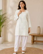 Hoor 2-Piece Embroidered Cotton Suit (Kurta & Farshi Shalwar) - Image 5