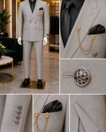 Italian Style Double-Breasted Two-Piece Suit (Coat & Trousers) - Image 5