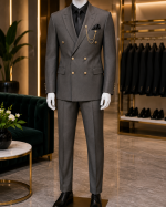 Italian Style Double-Breasted Two-Piece Suit (Coat & Trousers) - Image 6
