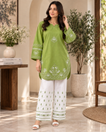 Petal 2-Piece Embroidered Cotton Co-ord Set (Gol Daman Top & Flapper) - Image 11