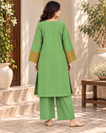 Resham Embroidered 2-Piece Stitched Cotton Suit (Kurta & Wide-Leg Trouser) - Image 12
