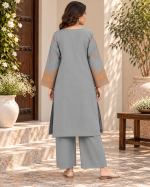 Resham Embroidered 2-Piece Stitched Cotton Suit (Kurta & Wide-Leg Trouser) - Image 10