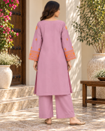 Resham Embroidered 2-Piece Stitched Cotton Suit (Kurta & Wide-Leg Trouser) - Image 8