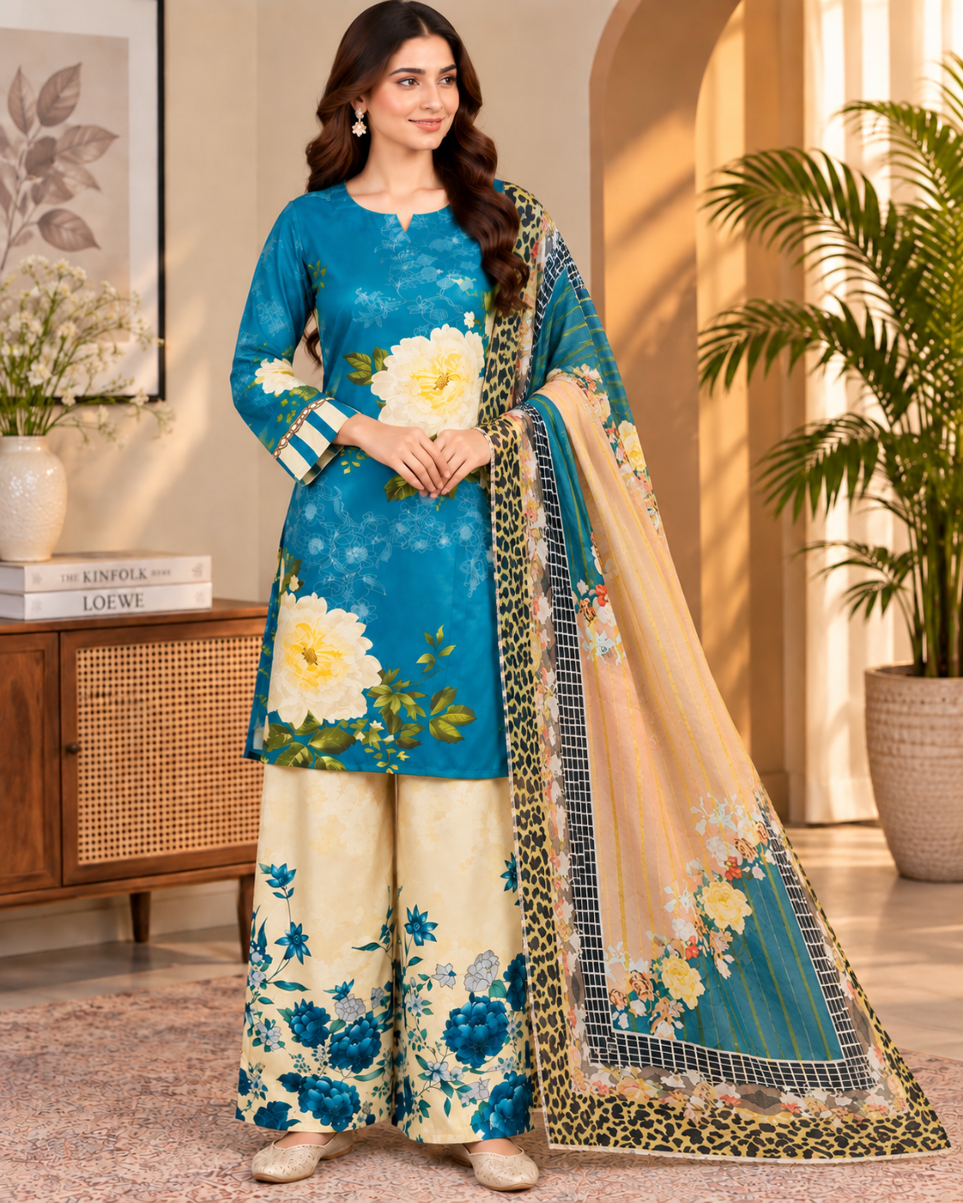 60 Printed Silk Suit Set - Image 1
