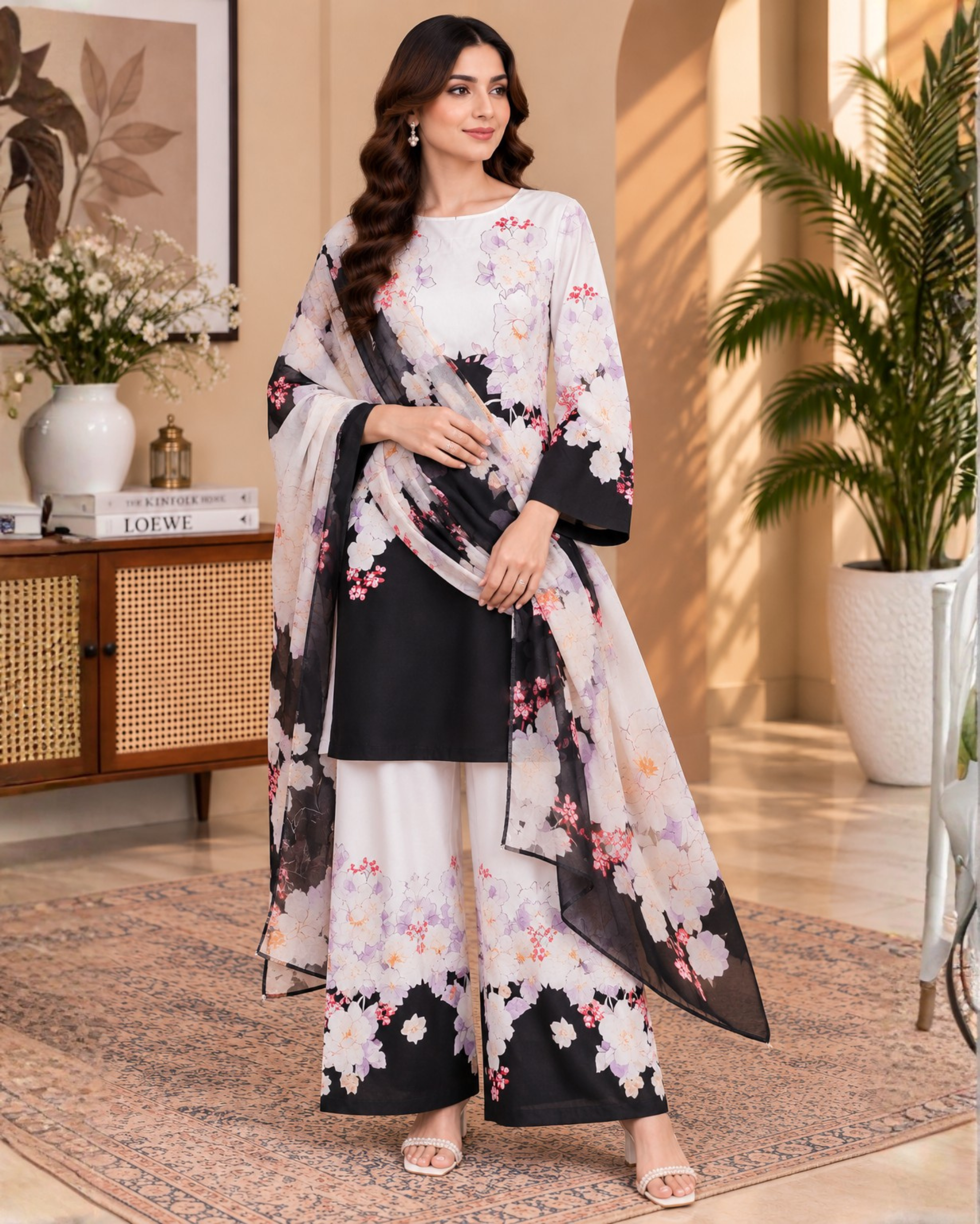 64 Printed Silk Suit - Image 1