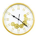 Modern White & Gold Skeleton Gear Wall Clock (Gold Frame)