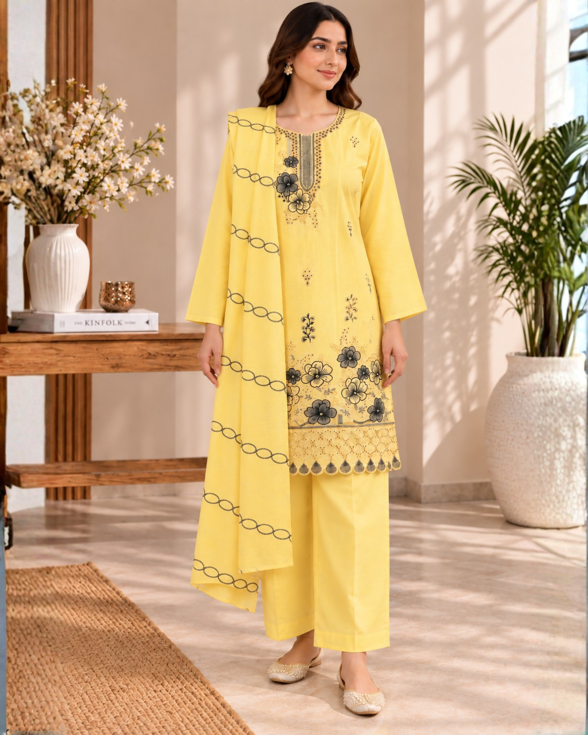 77 Yellow Embroidered Suit - Image 1