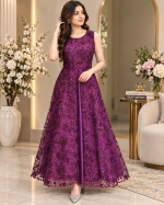 Purple Embroidered Gown - Image 3