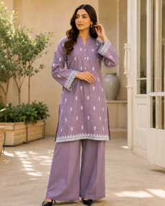 Amal Embroidered Cotton 2-Piece Suit (Booti Kurta & Flapper) - Image 8